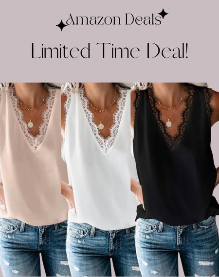 Amazon deals / BLENCOT Women Lace Trim Tank Tops V Neck Fashion Casual Sleeveless Blouse Vest Shirts / workwear / work outfit 

#LTKSaleAlert #LTKFindsUnder50 #LTKWorkwear