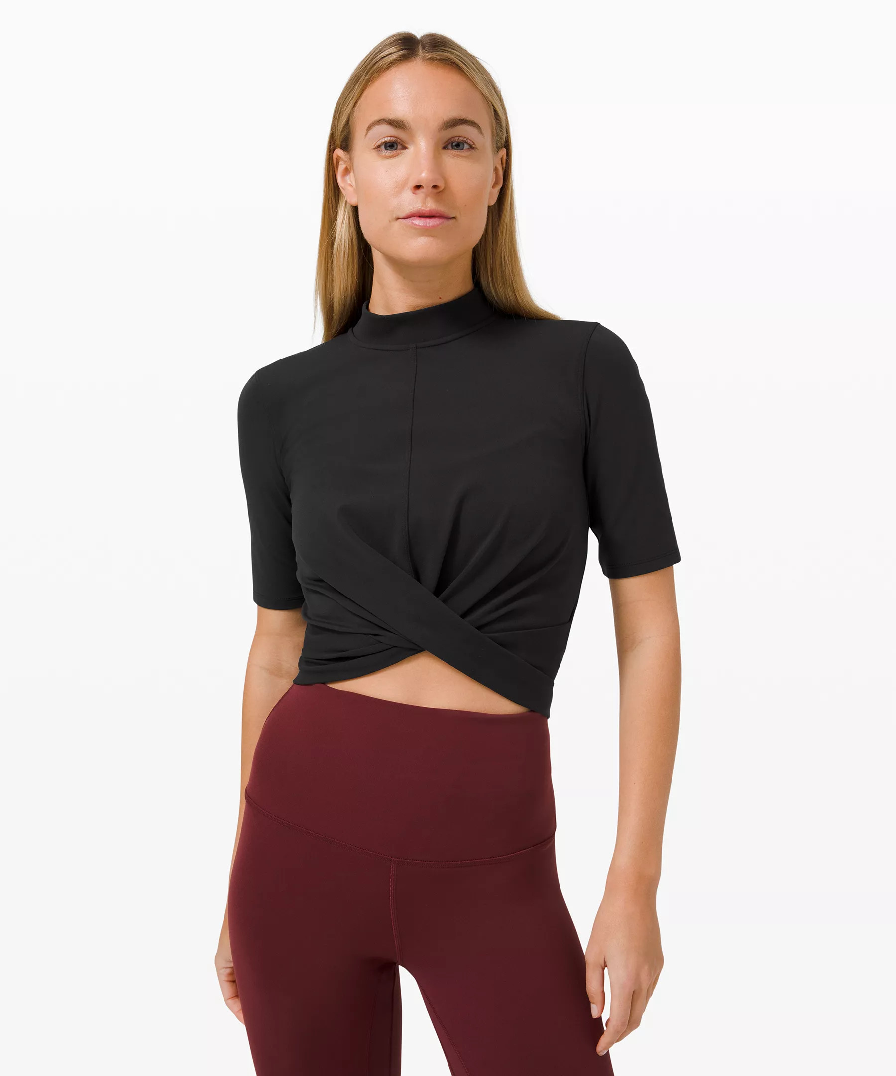 Wrap Front Mock Neck Crop Short Sleeve | Women's Short Sleeve Shirts | lululemon | Lululemon (US)