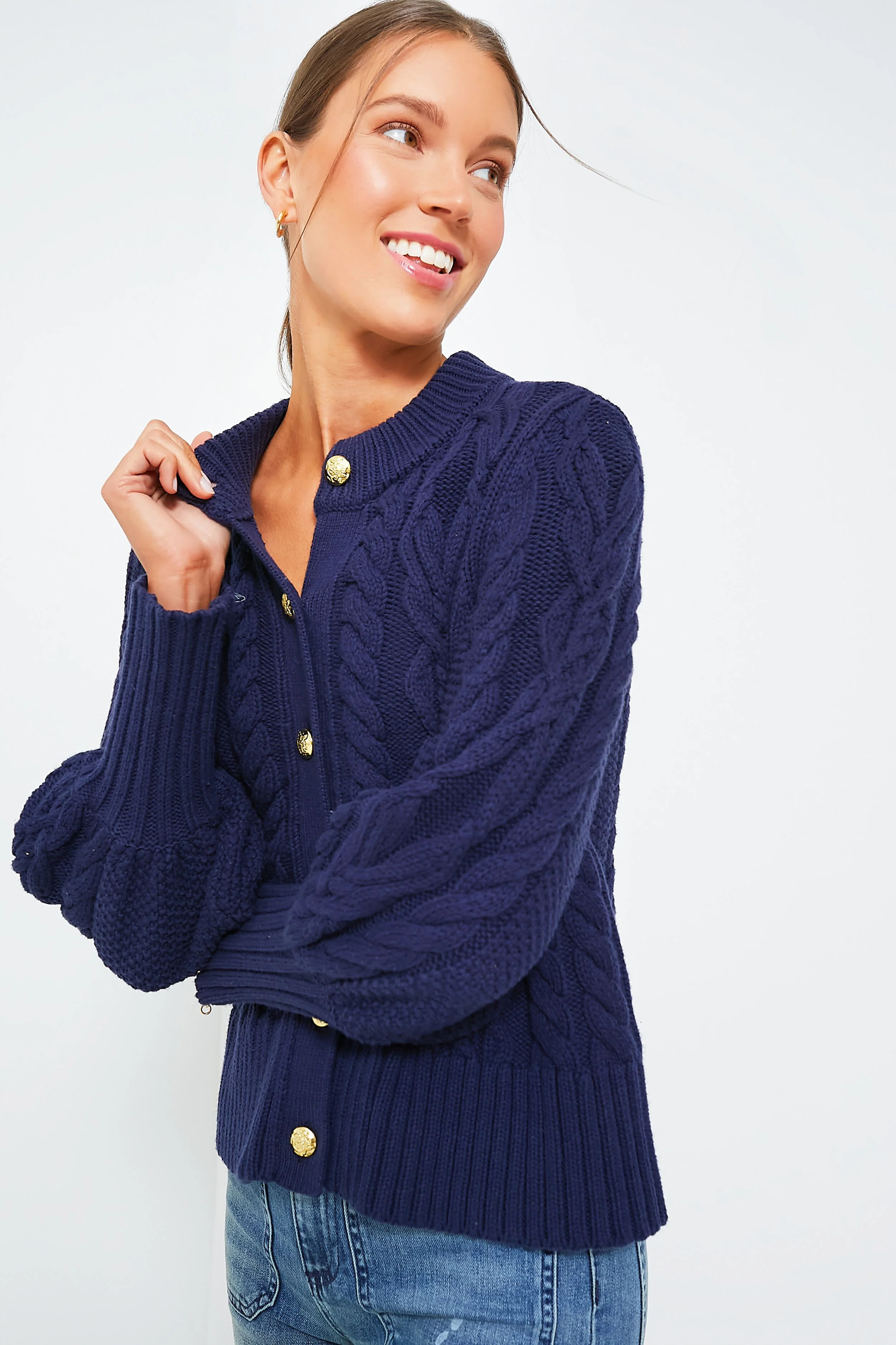 Navy Cotton Colette Cardigan | Tuckernuck (US)