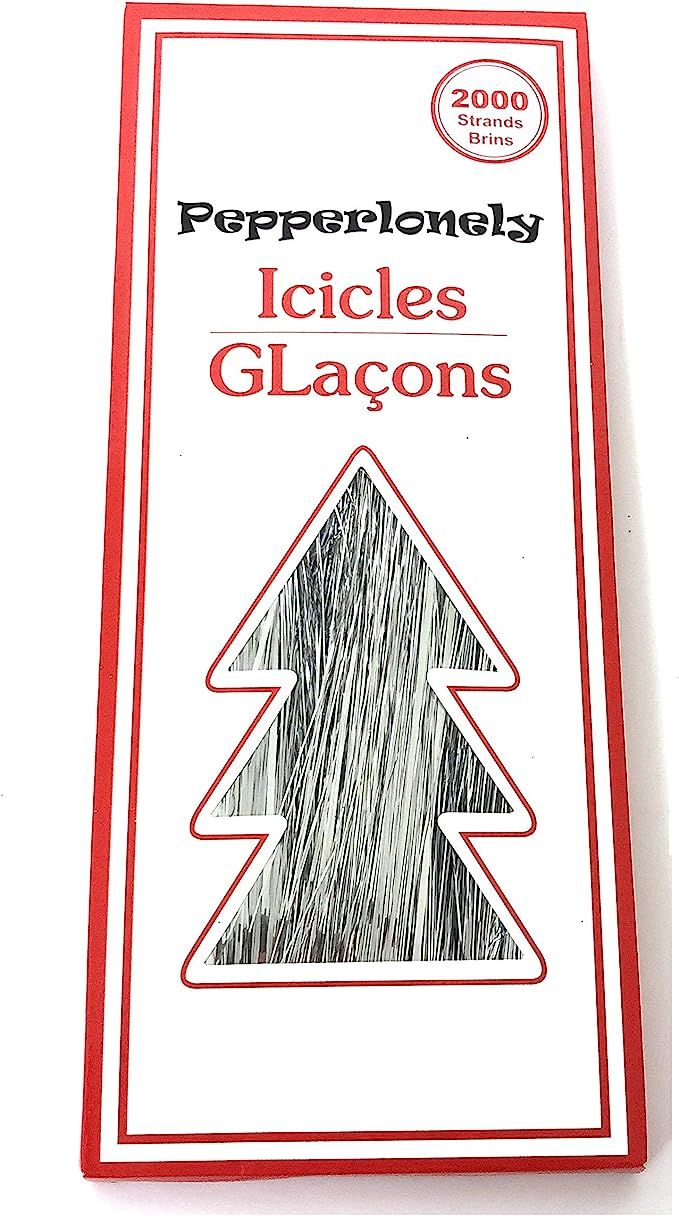 PEPPERLONELY 2000 Strands Icicles Tinsel Tree Christmas Decorations, Silver | Amazon (US)