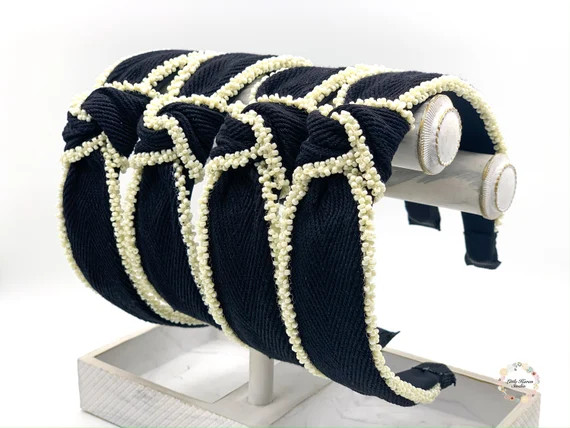 White Beads Knotted Headband for Womenblack Knotted Headband | Etsy | Etsy (US)