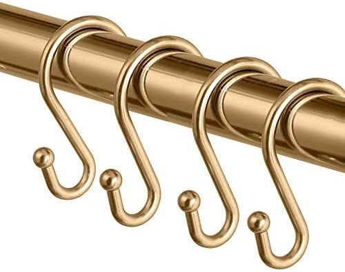 Metal Shower Curtain Hooks，Set of 12 Rings，Rust Resistant S Shaped Hooks Hangers for Shower Curtains | Amazon (US)