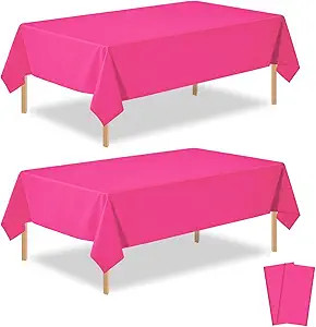 Amazon.com: PUSAEN 2 Pack Hot Pink Plastic Table Cloth Disposable Rectangle Tablecloth 54 x 108 I... | Amazon (US)