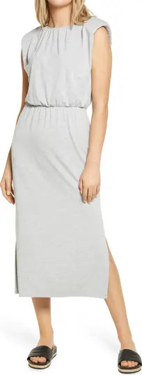 Padded Shoulder Midi Dress | Nordstrom