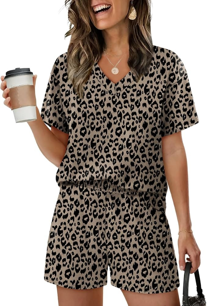 XIEERDUO Lounge Sets for Women Shorts Lightweight Summer Pajamas Set Sleepwear 2 Piece Sets Airpo... | Amazon (US)