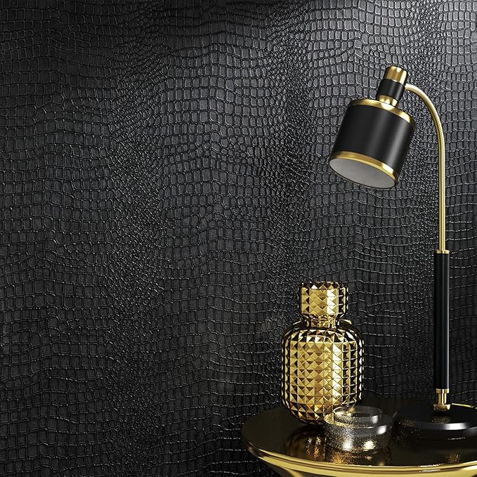 JiffDiff 19.7ft x 17.7"Wallpaper Crocodile Wallpaper Matte Textured Gray Black Wallpaper for Bath... | Amazon (US)