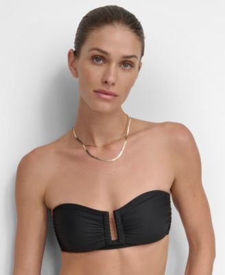 Women's Shirred U-Wire Bandeau Bikini Top | Macy's