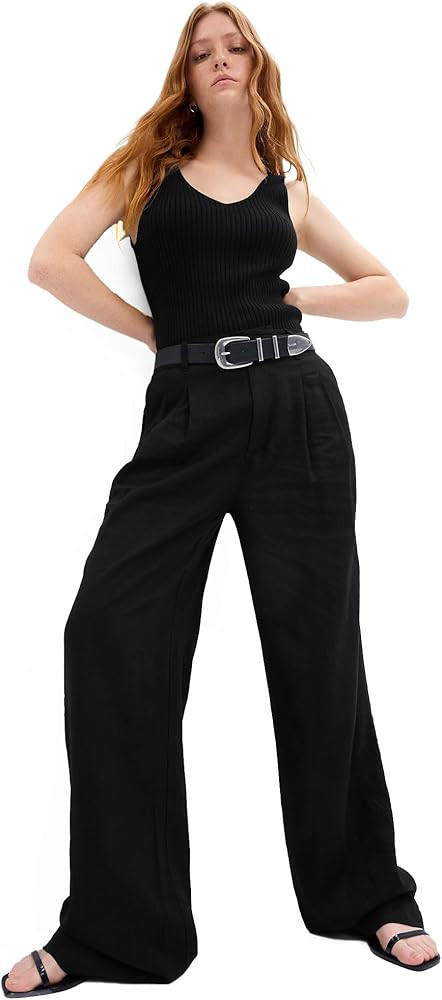 GAP Women's High Rise Linen Wide Leg Pant | Amazon (US)