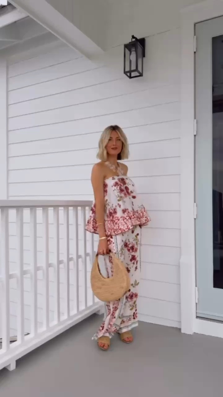 How stunning is this floral strapless pants set? I am obsessed with this pattern and silhouette. Perfect for mixing and matching and the bow in the back is everything! Wearing S in top and XS in bottoms. 

Loverly grey, Anthropologie finds, floral matching pants set, resort wear ideas, summer spring outfit inspo, vacation outfits 

#LTKTravel #LTKSeasonal