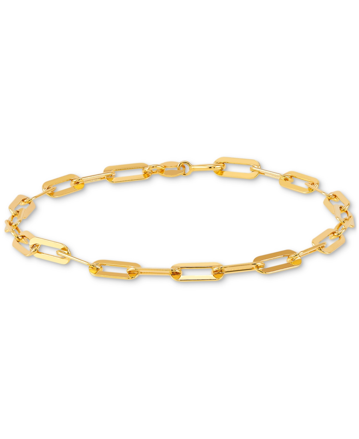 Polished Paperclip Bracelet in 18K Gold over Silver or Sterling Silver | Macys (US)