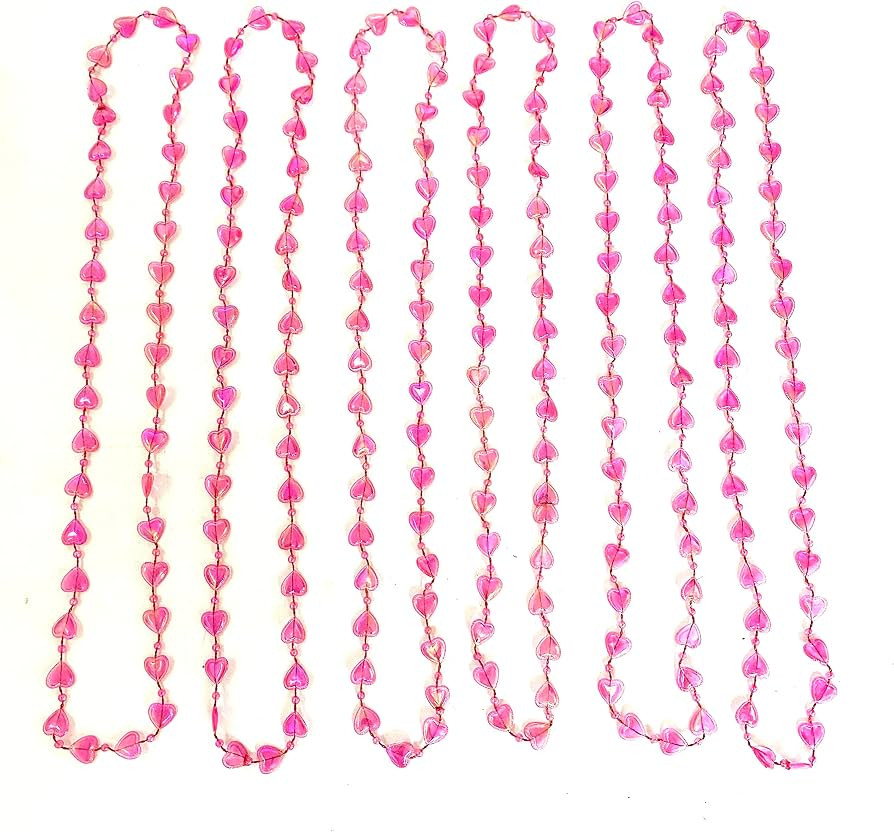 Valentine's Heart Shaped Bead Necklace Bachelorette Party Beads Necklace Gift(12 Pcs) | Amazon (US)