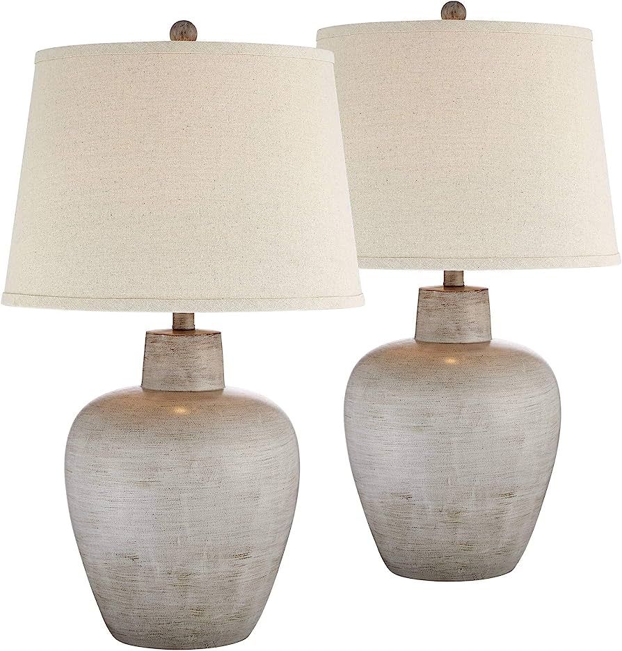 Regency Hill Glenn Rustic Country Cottage Style Table Lamps 27" Tall Set of 2 Southwest Urn Neutral  | Amazon (US)