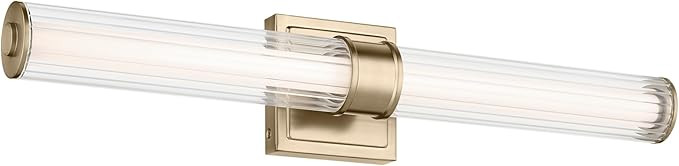Kichler Laurene 26.5" LED Medium Linear Bath Bar Medium LED with Clear Fluted Glass in Champagne ... | Amazon (US)