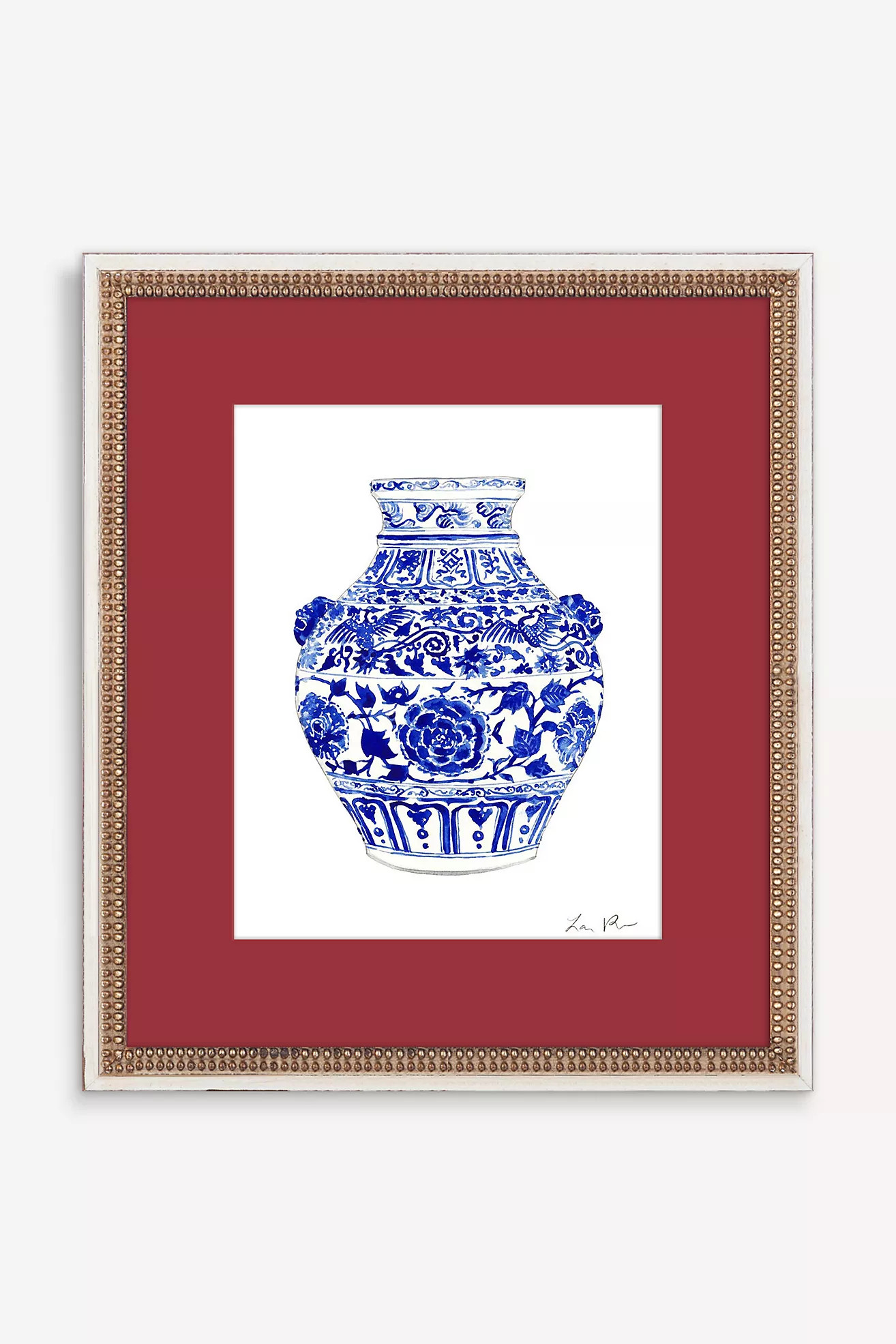 Blue and White China Ginger Jar Vase with Foo Dog Handles Wall Art | Anthropologie (US)