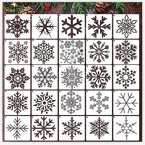 Set of 25 Holiday Snowflake Stencils for Drawing or Painting on Wood, Paper, Vinyl or Plastic - Reusable Painting Stencil Sheets – Holiday Snowflakes for Decorating, Sign Making, Parties | Amazon (US)