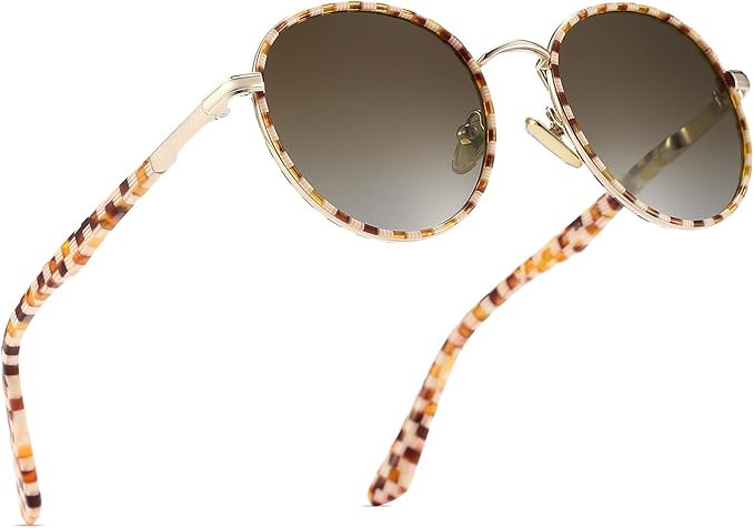 Retro Round Polarized Sunglasses for Women, UV400 Protection Vintage Shades, Lightweight Acetate ... | Amazon (US)