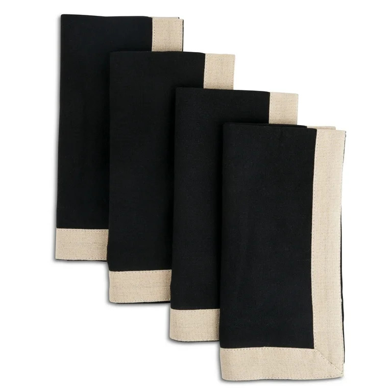 Thyme & Table Handmade Napkin Set, Black Gold, 4-Piece Set | Walmart (US)