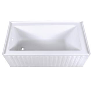 Aqua Eden 60 in. Acrylic Left Drain Rectangular Alcove Bathtub in White | The Home Depot
