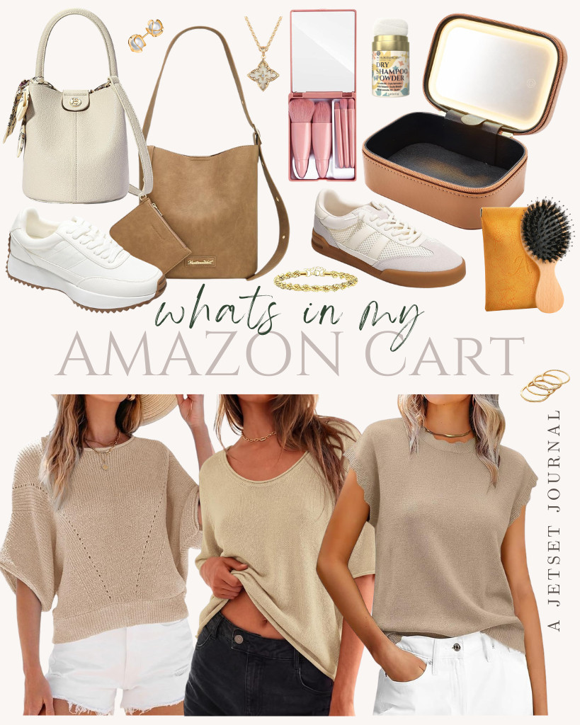 I’m so excited to share what’s in my Amazon Cart this week! I have outfits like this batwing-sleeve top and BTFBM’s pullover sweater. There are two Project Cloud sneakers here, too! I also added stylish bags from Montana West and BOSTANTEN. We are loving these beauty finds like Nuva Botanicals’ dry shampoo powder and a cute collection of makeup brushes from COSHINE.

#LTKSeasonal #LTKSaleAlert #LTKTravel
 

 