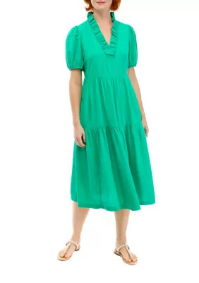 Women's Ruffle V-Neck Midi Dress | Belk