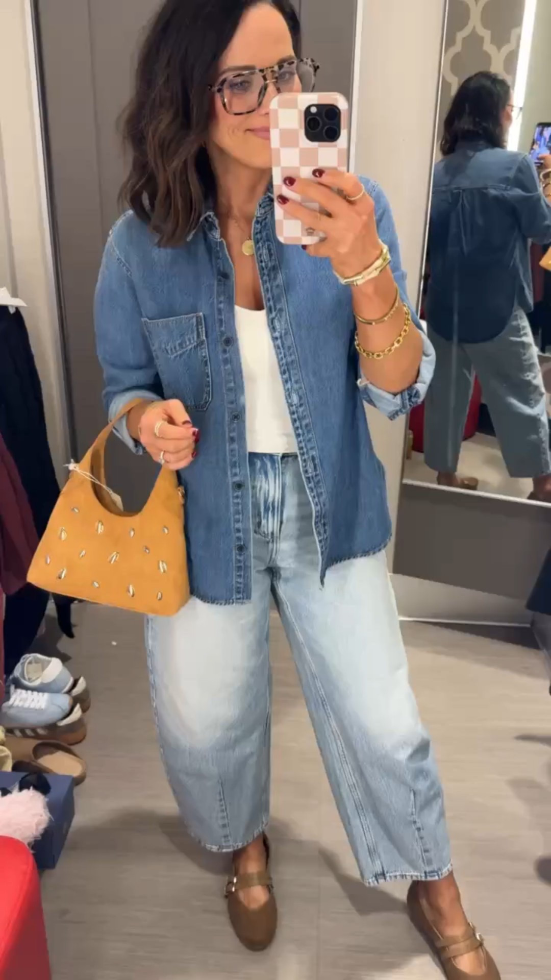 Obsessed with this denim outfit from Target! Perfect for everyday cute casual look! Target must haves mom life cute casual outfit women's fashion jean jacket cute flats target affordable fashion Vintagepickin 

#LTKootd #LTKPetite #LTKdayinmylife
