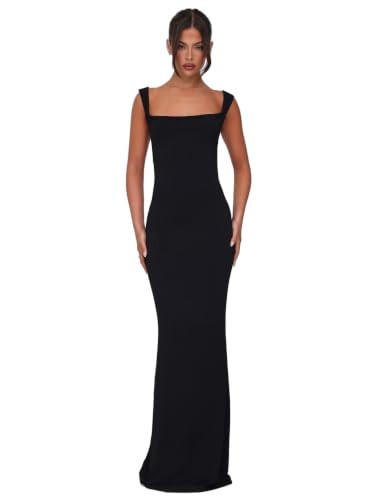 Tiger Mist Women’s Zita Backless Maxi Dress - Elegant Cowl Neck Long Evening Gown with Bow Detail and Open Back - Black - S | Amazon (US)