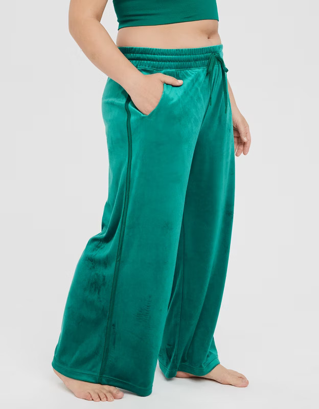 OFFLINE By Aerie Bright Lights Velour Wide Leg Pant | Aerie