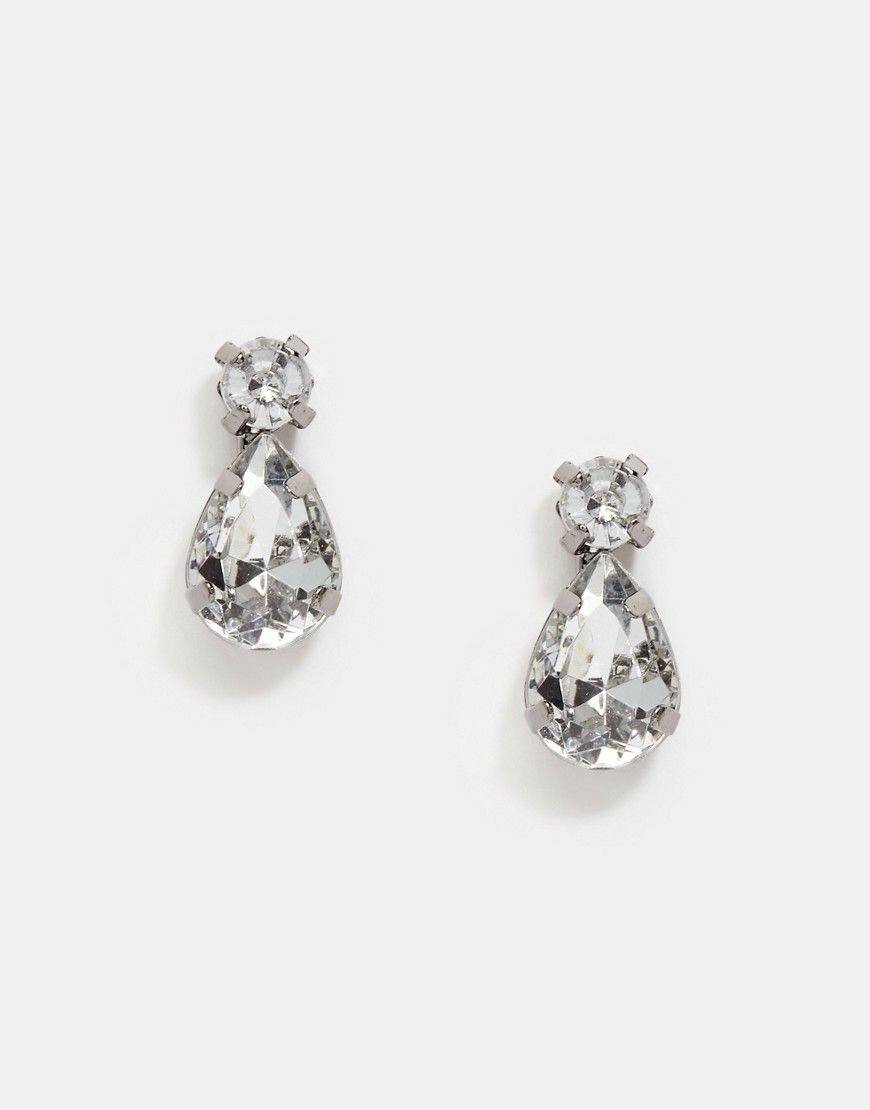 ASOS Drop Jewel Pear Stud Earrings - Crystal | ASOS UK