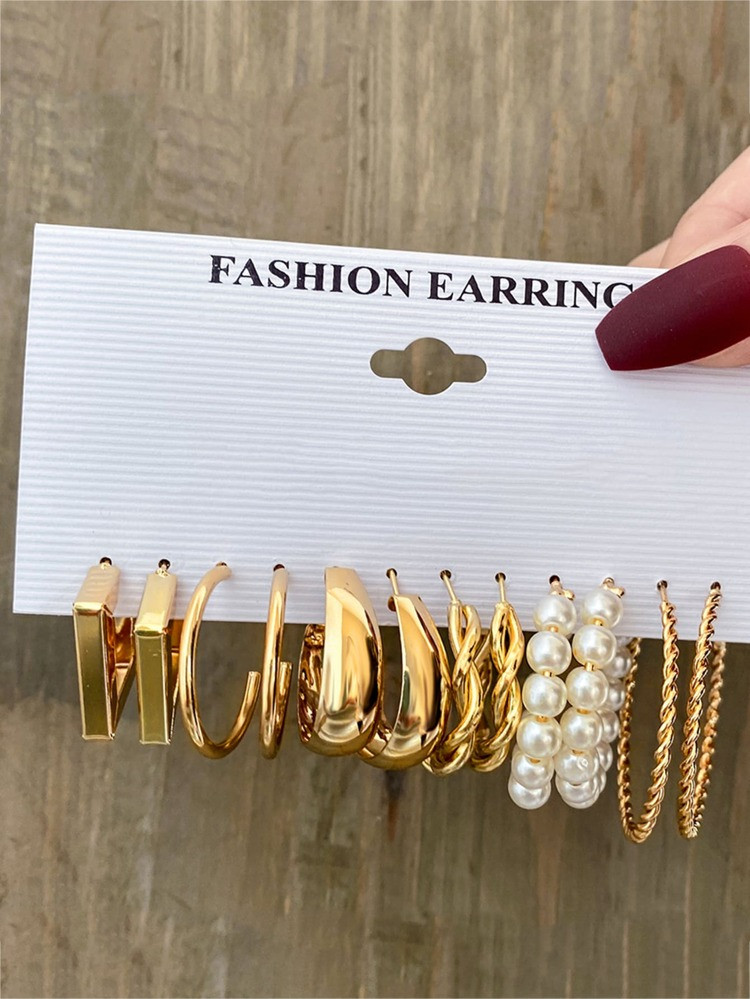 6pairs Faux Pearl Decor Earrings | SHEIN
