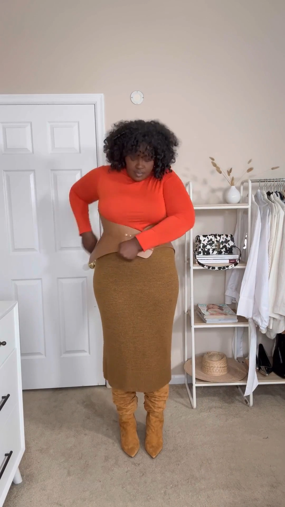 If you love knit dresses or skirts but want more shape, this is the trick. A structured leather belt cinches without flattening your curves. #LeatherCorset #CorsetBelt #HourglassFigure #WideBeltStyle #FallOutfitIdeas #TallBootsStyle #BrownOutfit #CurvyFashion #InclusiveSizing

#LTKSeasonal #LTKootd #LTKMidsize