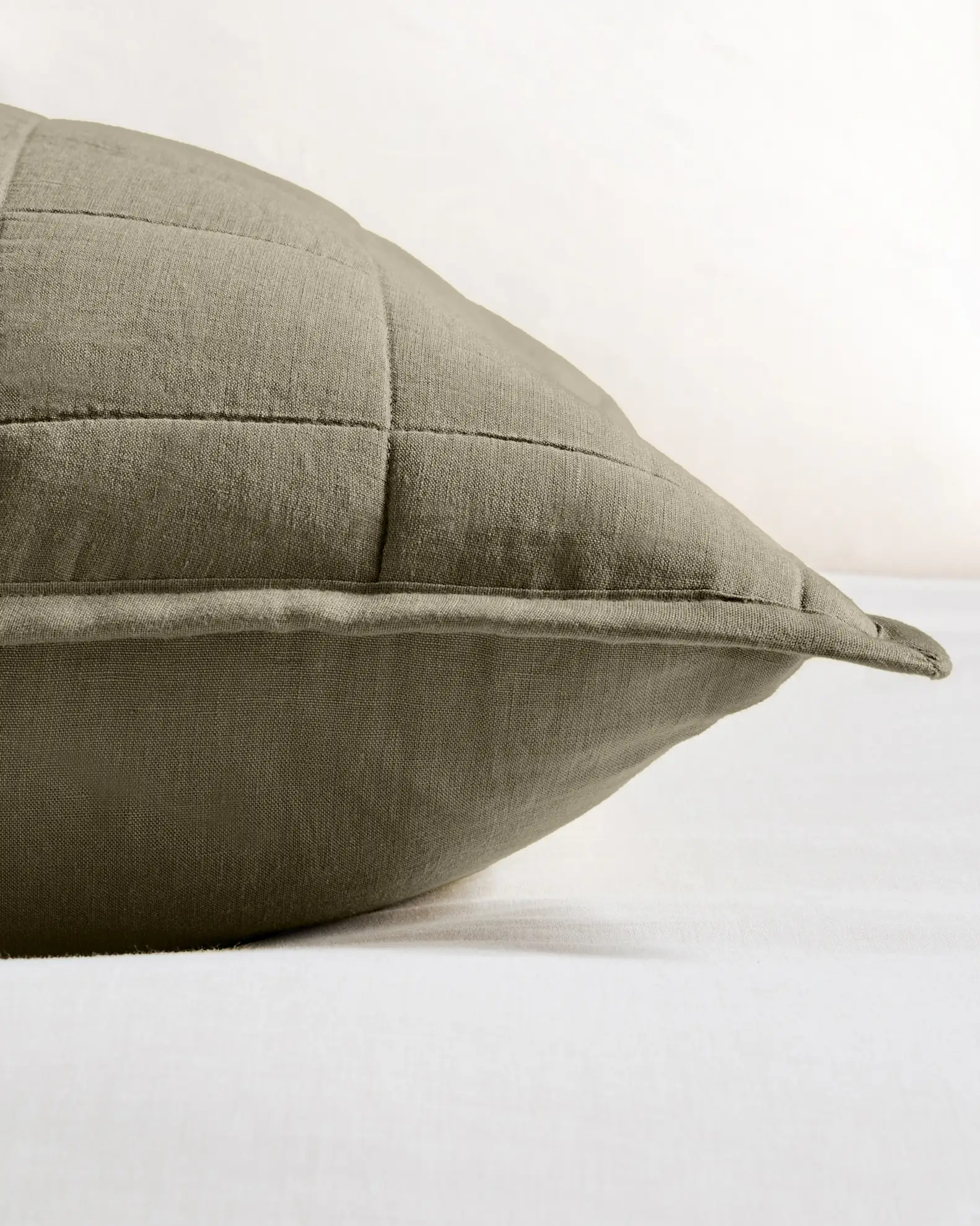 European Linen Quilted Euro Sham in Dusty Olive | Quince