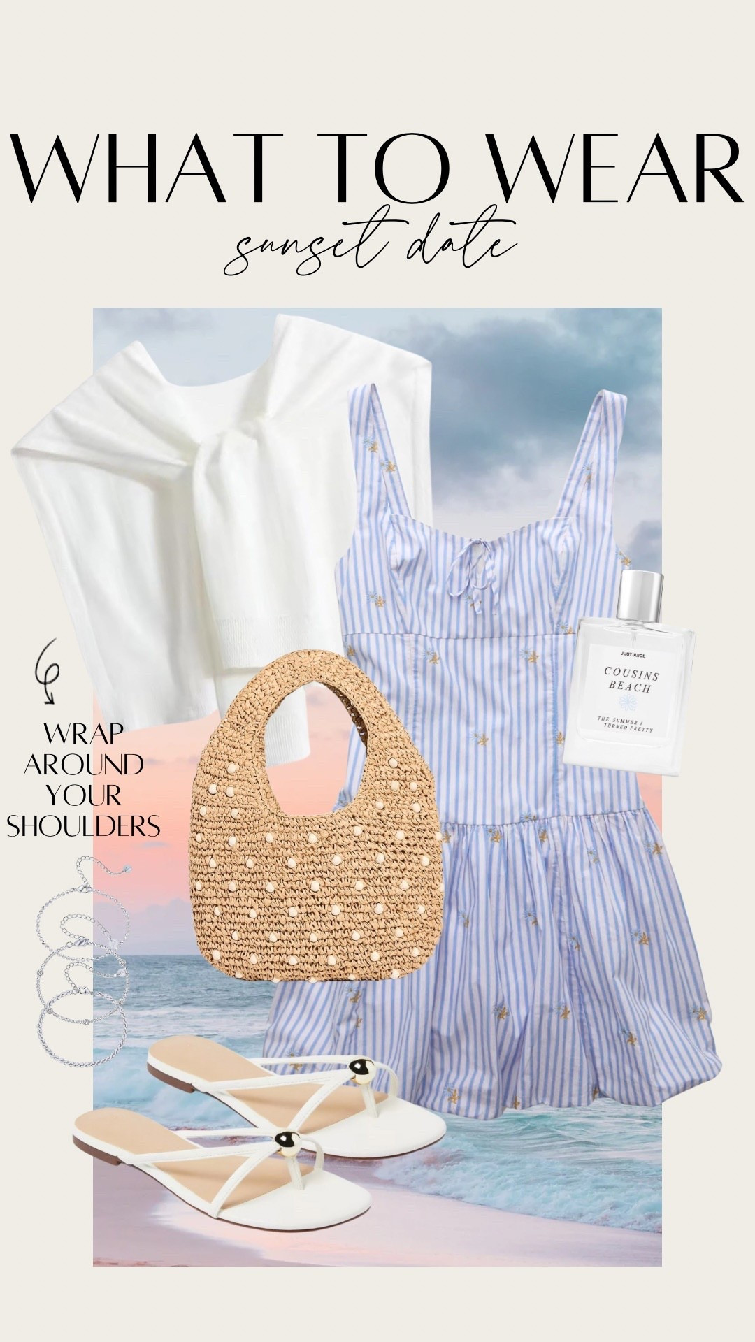 What to Wear: Sunset Date 

Bleu and white striped dress from The Summer I Turned Pretty TSITP collection at American Eagle. White sandals. Beaded straw purse. White cardigan to drape around your shoulders. Summer date night. East coast summer.
 

 

#LTKPetite #LTKFindsUnder50 #LTKStyleTip
