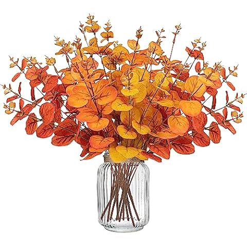 Grunyia 10 Bundle Artificial Fall Boxwood No Fade Faux Autumn Plants | Amazon (US)