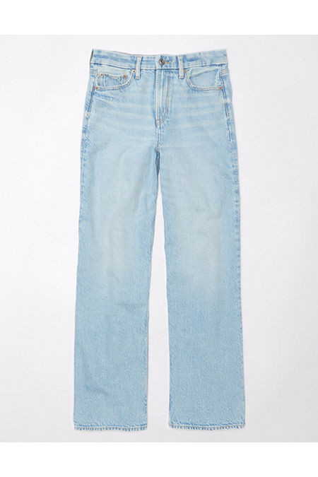 AE Strigid Curvy Super High-Waisted Baggy Straight Jean Women's Light Wash 10 Long | American Eagle Outfitters (US & CA)