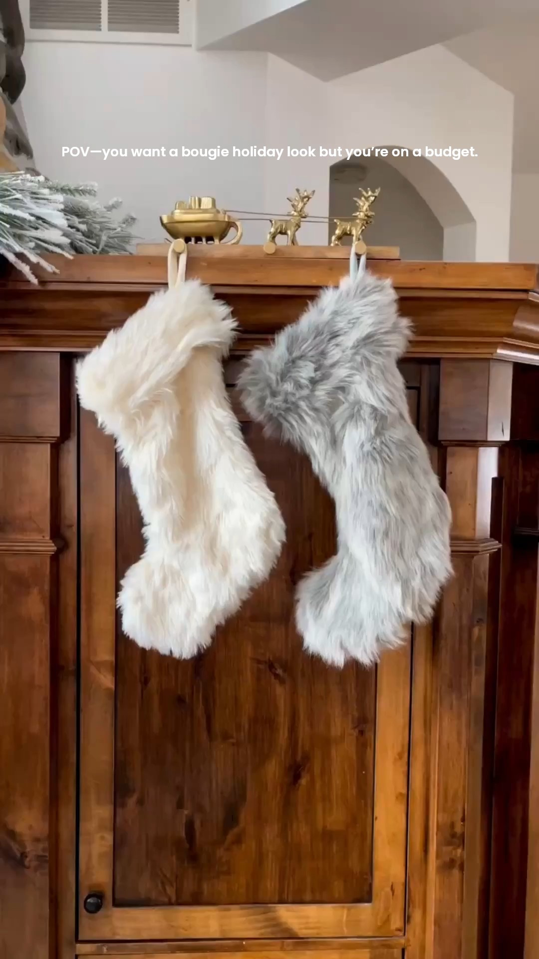 Faux fur stockings, gold reindeer, festive Christmas wrapping paper, and flocked garland. Shop the “luxe for less” items I decorated my home with this holiday season! // Christmas decor, holiday inspo, designer finds on a dime.

#LTKHome #LTKSaleAlert #LTKHoliday