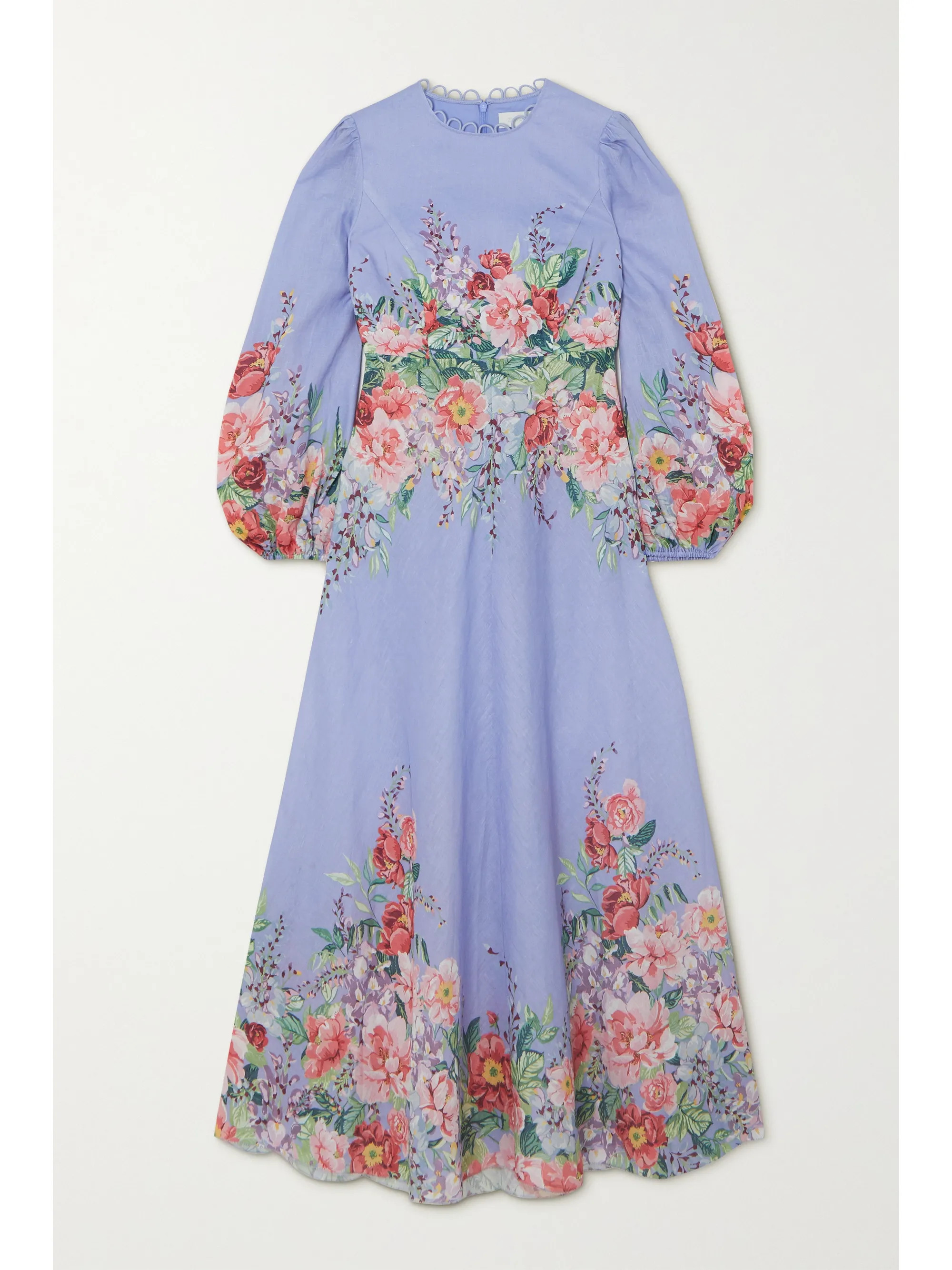 ﻿​Light blue Bellitude floral-print linen maxi dress | Zimmermann | NET-A-PORTER | NET-A-PORTER (US)