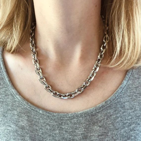 Unisex Chunky Stainless Steel Cable Link Layering Stacking - Etsy | Etsy (US)