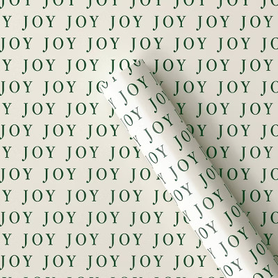 30" 25 sq ft Christmas Roll Wrap Green Joy on Cream - Wondershop™ | Target