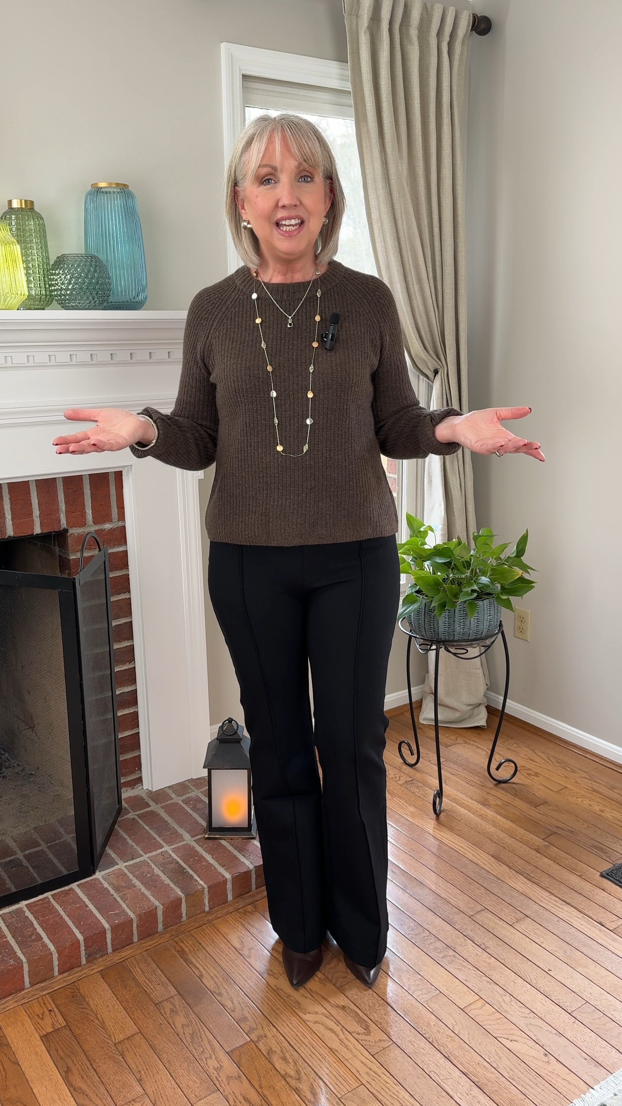 I sized up to a large in the Spanx pants, but I simply suggest getting the same size you get in their shapewear. The sweater runs TTS  

#LTKover40 #LTKmidsize #LTKMostLoved