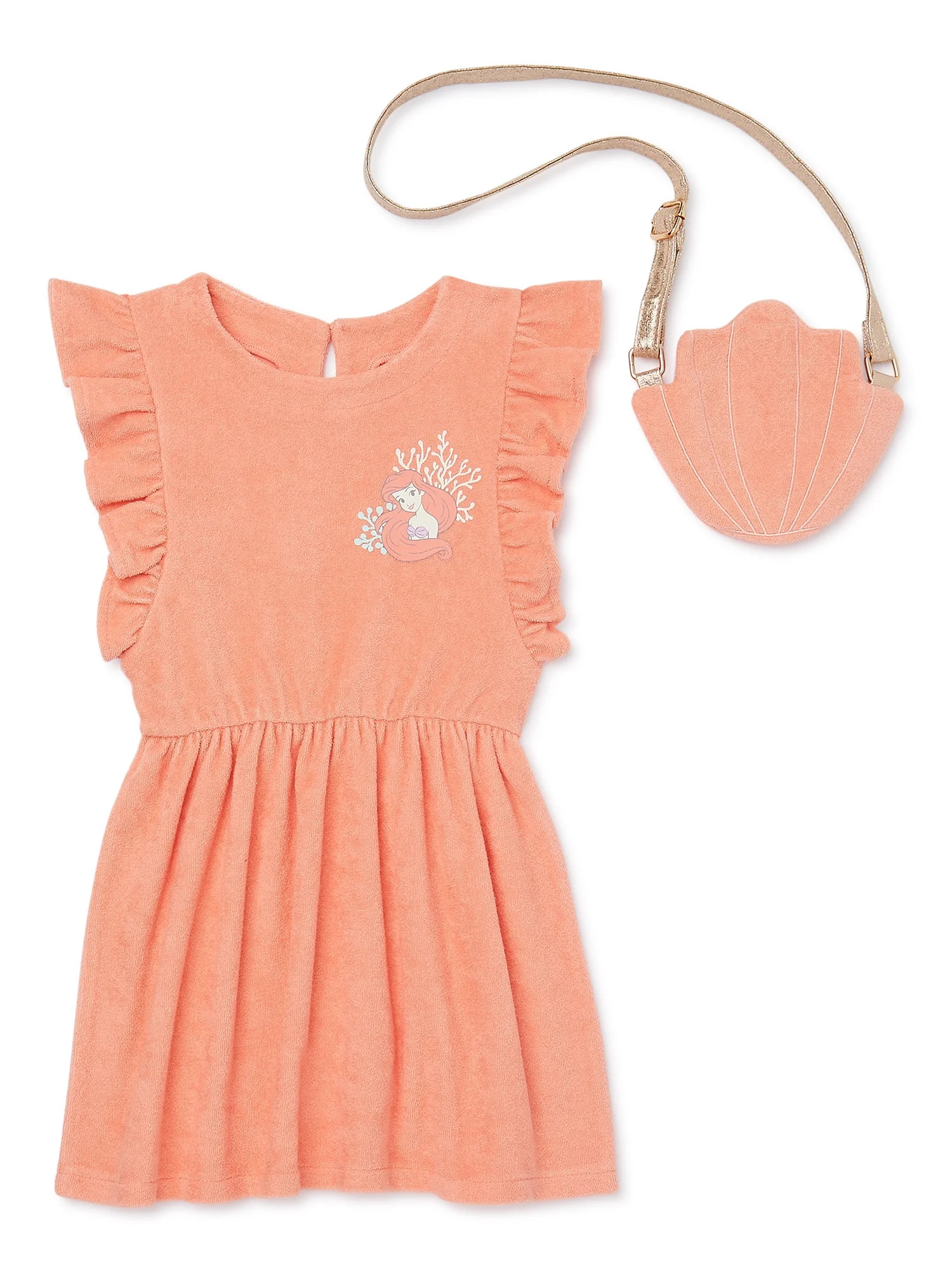 Disney The Little Mermaid Toddler Girl Dress and Bag Outfit Set, 2-Piece, Sizes 2T-5T | Walmart (US)