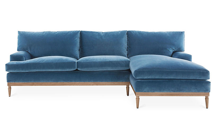 Sutton Velvet RF Sectional | One Kings Lane
