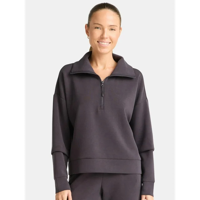 Avia Women's and Women's Plus Knit Quarter Zip Pullover, Sizes XS-4X | Walmart (US)