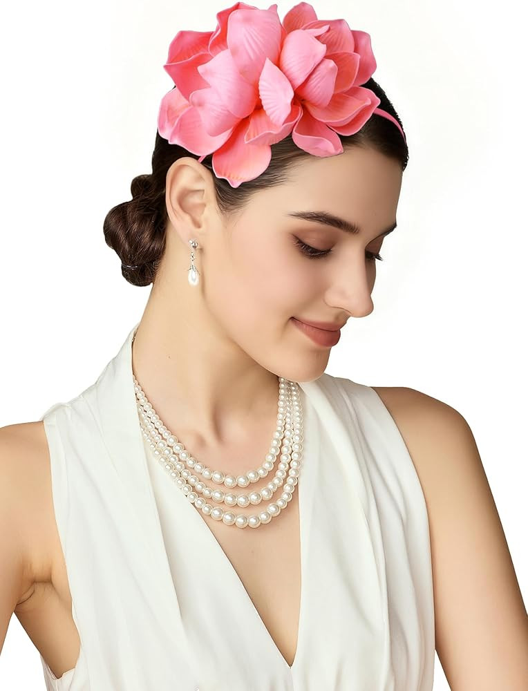 Fascinators Hats for Women - Tea Party Kentucky Flower Fascinator Derby Floral Headband with Hair... | Amazon (US)