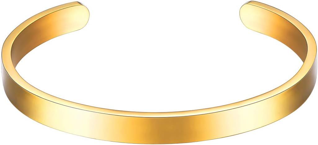 U7 Personalized Cuff Bracelets Women Mens Stainless Steel 18K Gold Plated Cuban/Braided/Simple Cu... | Amazon (US)