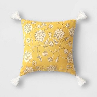 18" Outdoor Throw Pillow Dahlia Vine Yellow - Threshold™ | Target