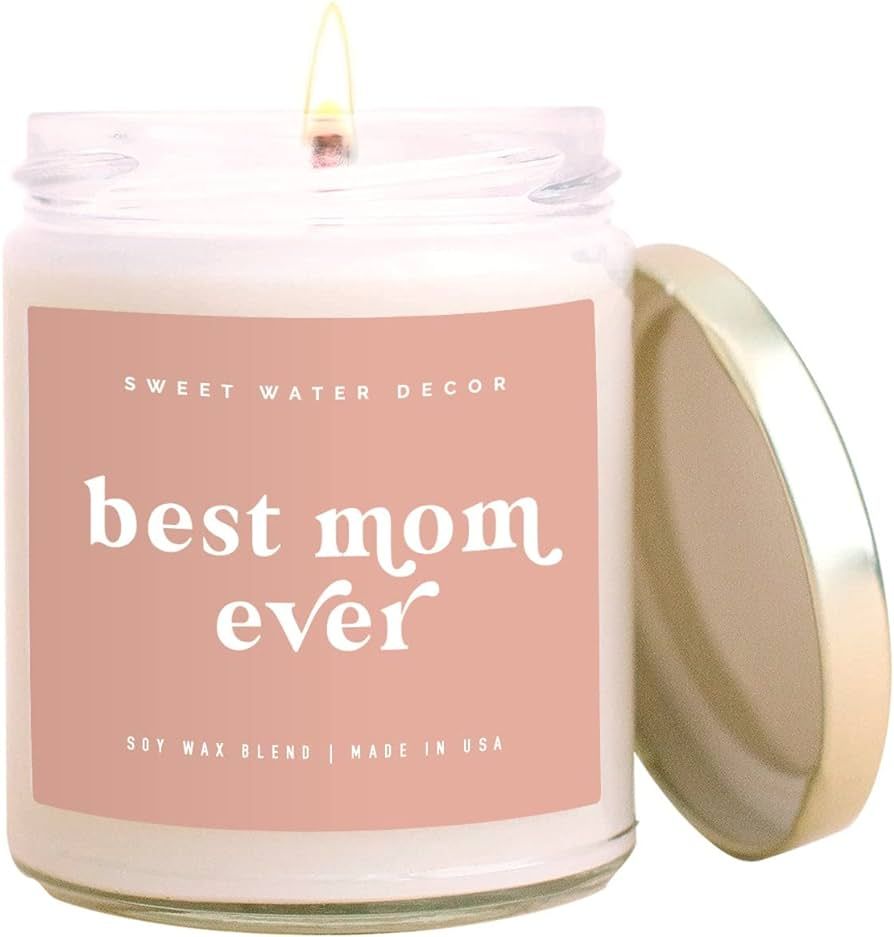Sweet Water Decor Best Mom Ever Candle - Sea Salt, Jasmine, Cream, and Wood Scented Soy Wax Candl... | Amazon (US)