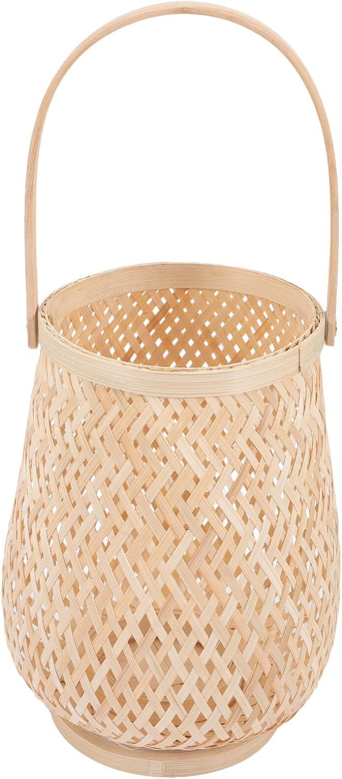 DOITOOL Woven Bamboo Lantern Candle Holder Cage Lantern Hurricanes Candle Holder Rattan Basket La... | Amazon (US)