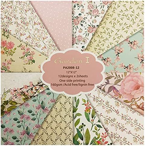 Qililandiy 24 Sheets Cardstock Paper Pad Inches Lovely Garden Cardmaking Paper Pack Floral Spring... | Amazon (US)
