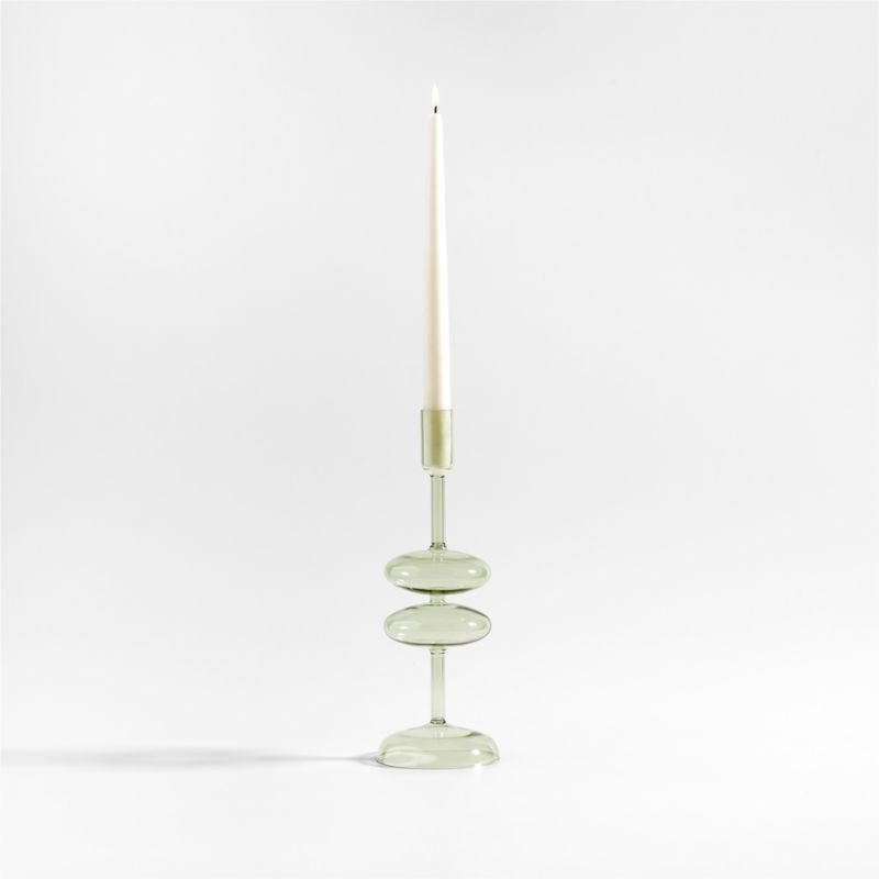 Venezia Medium Smoke Green Glass Taper Candle Holder + Reviews | Crate & Barrel | Crate & Barrel