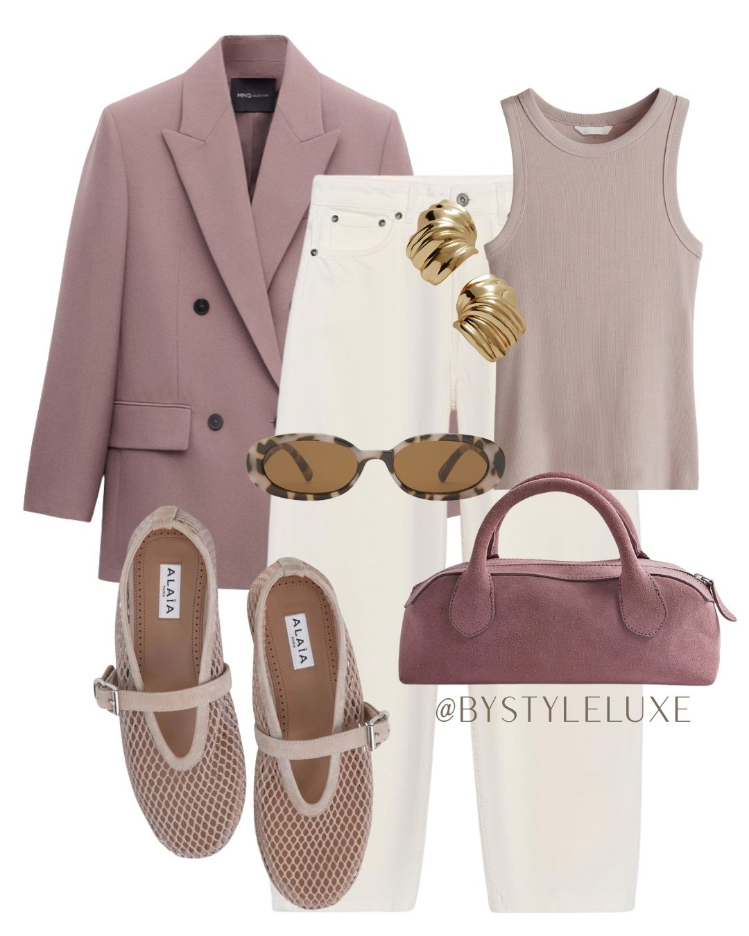BLAZER & JEANS - A pretty muted pink blazer and jeans outfit with the on trend mesh ballet flats 

#blazer #jeans #springoutfit 

#LTKshoes #LTKspring #LTKjeans
